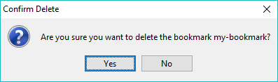 Delete Bookmark - confirm deletion