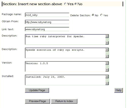 The form ready for update